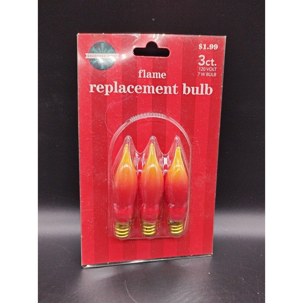 Holiday Time 3 Replacement Orange Flame Bulbs Lamp Candelabra 120V 7W NEW